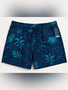 Trinity Coast Mens XXL Swim Trunks Tropical Navy Teal 8” NWT